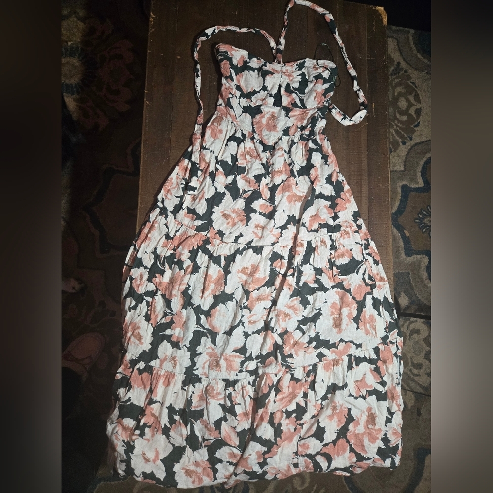 Abercrombie Small Floral Strapless Dress Flowy Floral Boho Cottagecore Halter - Picture 2 of 7